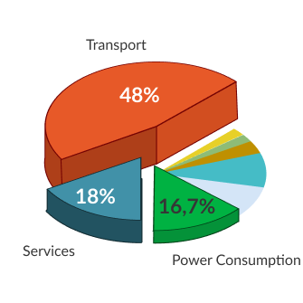 Graph showing carbon emissions by category with flights